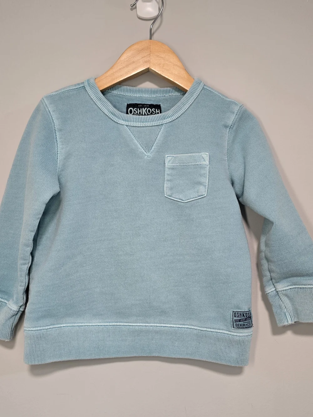 OshKosh Baby Blue Crewneck Sweatshirt with Chest Pocket